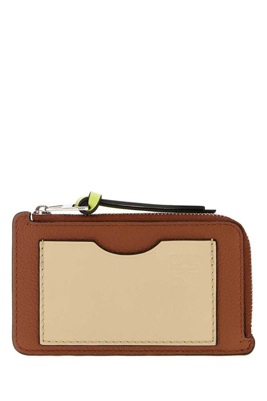 Loewe Card Holder Wallet Squirrelbeige Leather Camel Brown